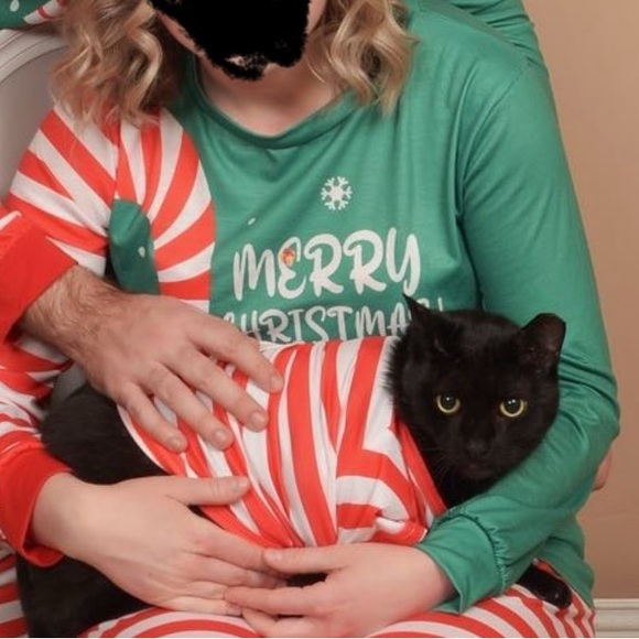 🌸 Cat matching Christmas outfit pajama will also fit size small dog - Picture 2 of 3